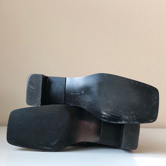 FW19 Zara Square Toe Heeled Boots in Black - Picture 5 of 5